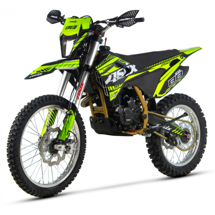 Motocicleta Cross/Enduro Asix XB88 A2, 250cc, roti 21/18", culoare negru/lime, pornire electric/picior [2]