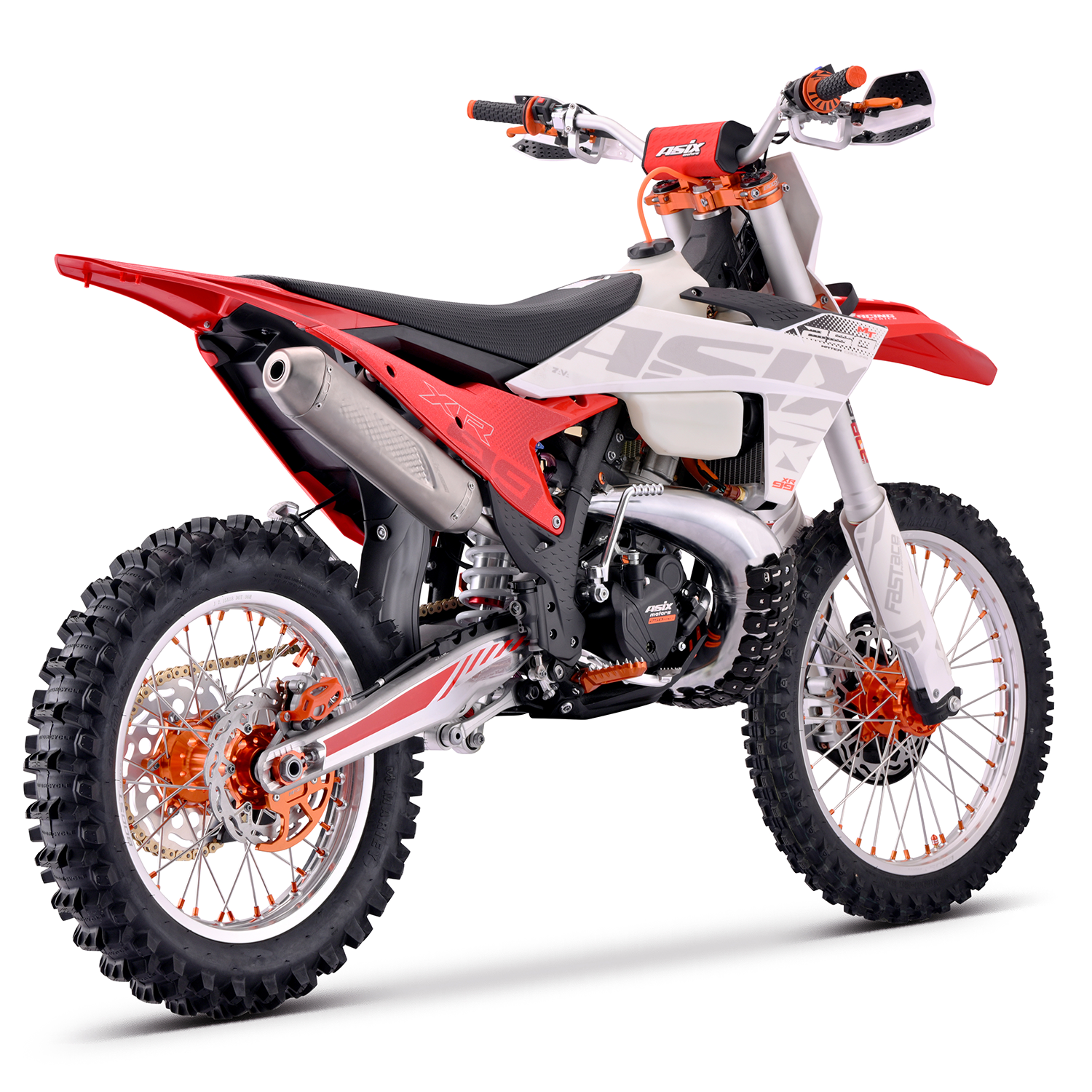 Motocicleta Cross/Enduro Asix XR99 2T, 250cc, roti 21/18", pornire electric, racire apa, culoare alb/rosu [5]