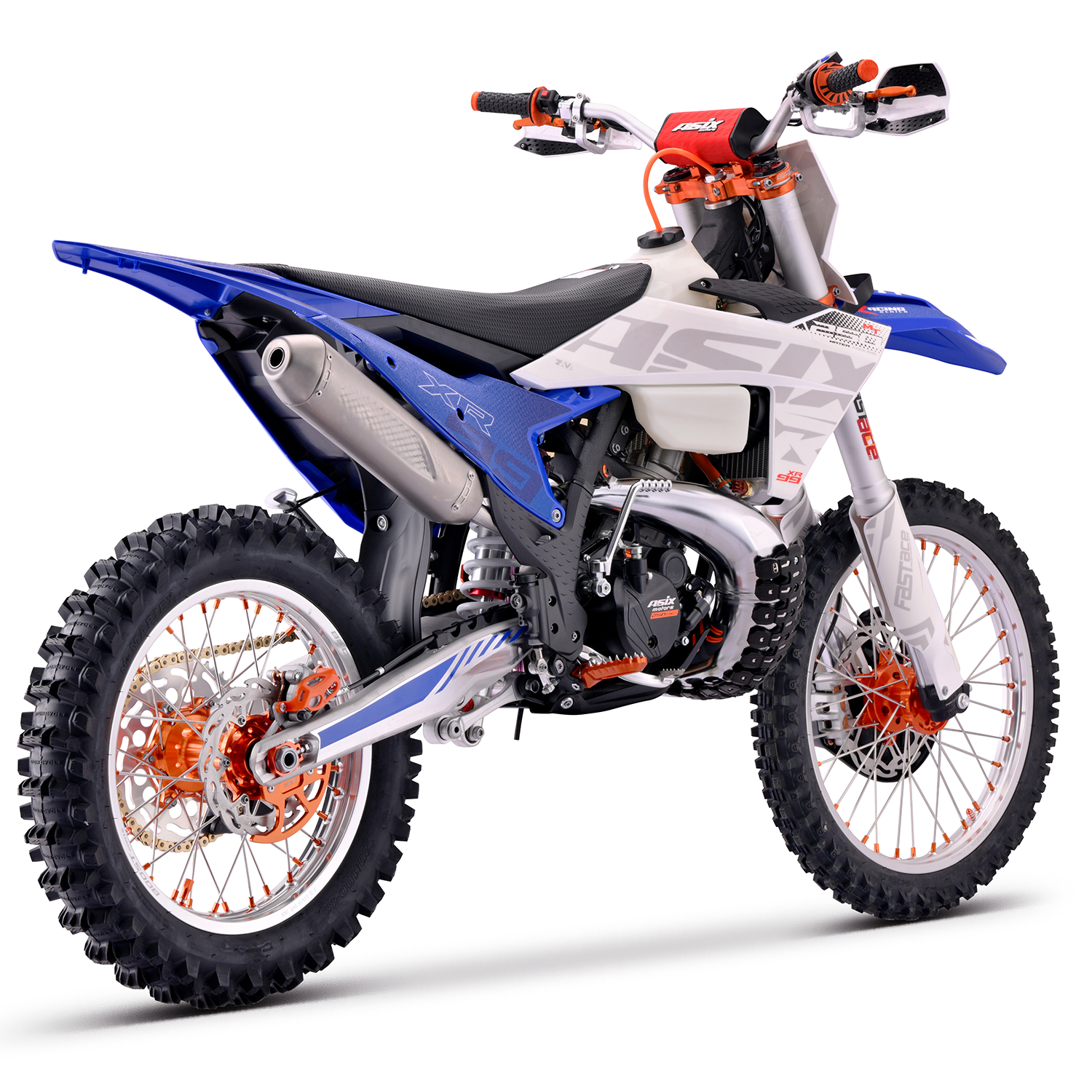 Motocicleta Cross/Enduro Asix XR99 2T, 250cc, roti 21/18", pornire electric, racire apa, culoare alb/albastru [4]