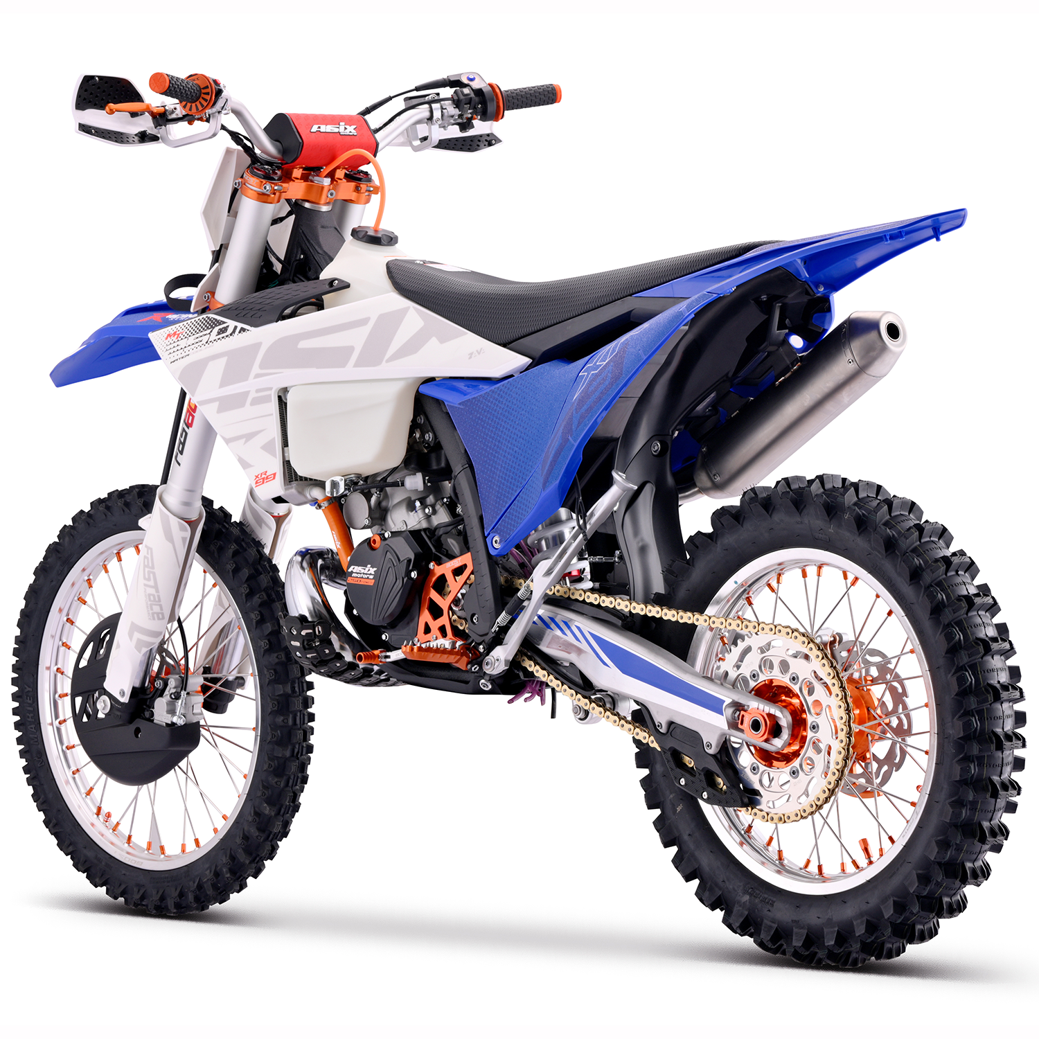 Motocicleta Cross/Enduro Asix XR99 2T, 250cc, roti 21/18", pornire electric, racire apa, culoare alb/albastru [3]