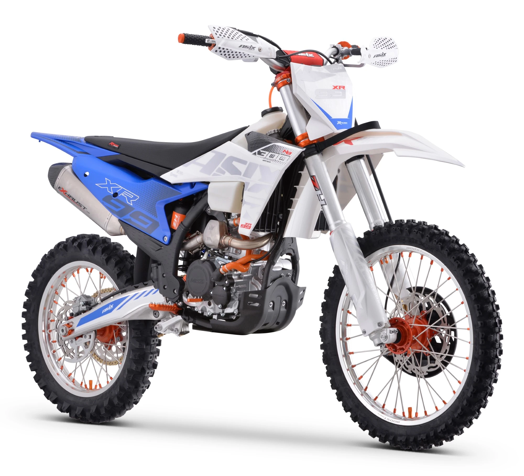 Motocicleta Cross Enduro Asix XR99, 300cc, roti 21 18 , culoare alb albastru, pornire electric