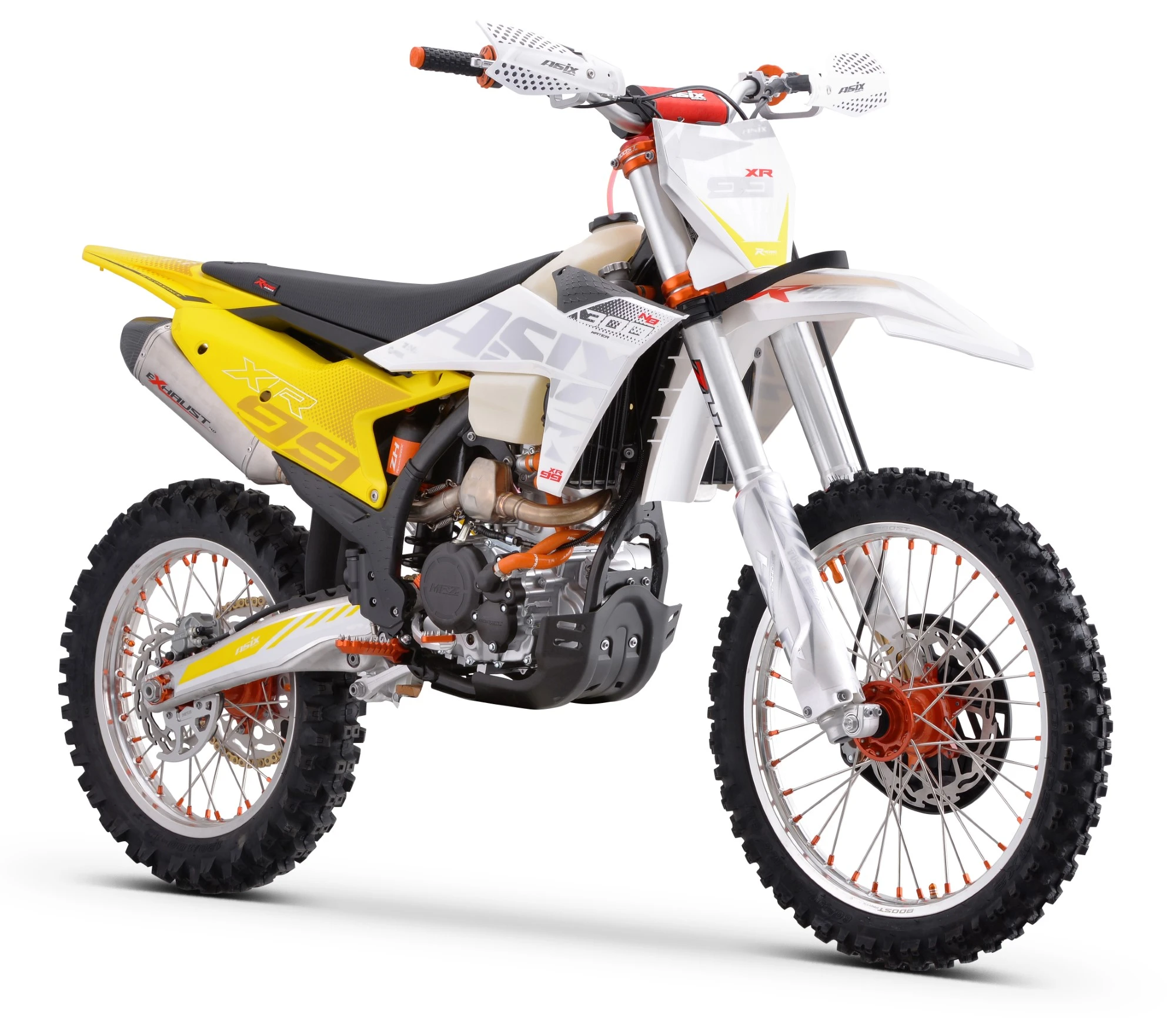 Motocicleta Cross Enduro Asix XR99, 300cc, roti 21 18 , culoare alb galben, pornire electric