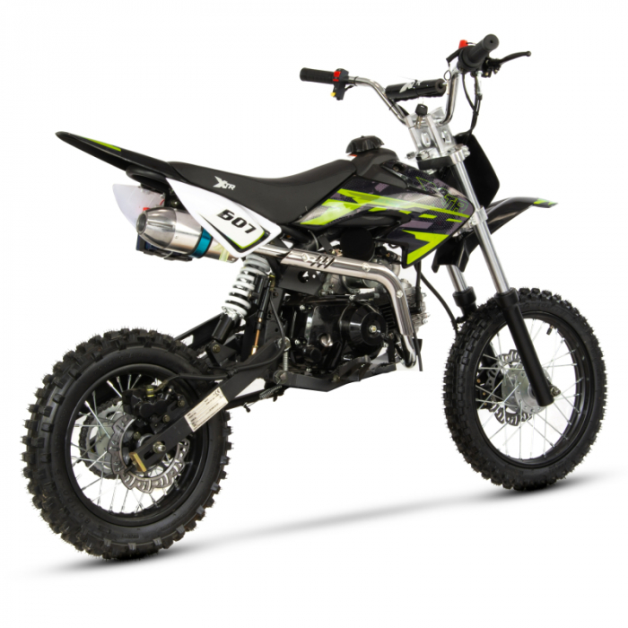 Motocicleta Cross/Enduro copii 4T XTR 607, 125cc, roti 17/14, pornire electromotor, culoare negru/lime [4]