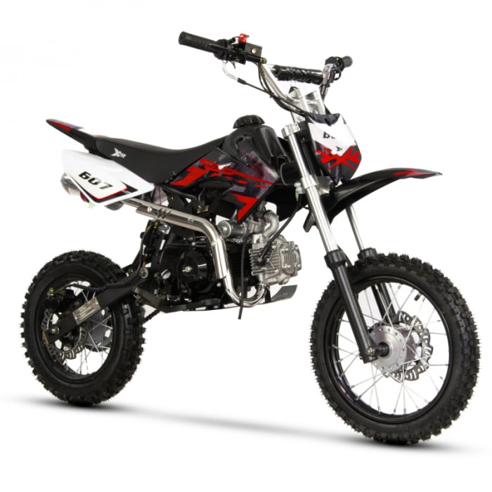 Motocicleta Cross Enduro copii 4T XTR 607, 125cc, roti 17 14, pornire pedala, culoare negru rosu