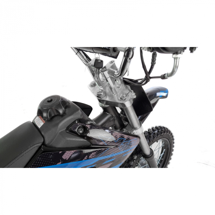 Motocicleta Cross/Enduro copii 4T XTR 607M, 125cc, roti 14/12, pornire electromotor, schimbator viteze, culoare negru/albastru [6]