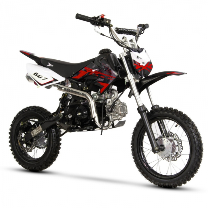 Motocicleta Cross/Enduro copii 4T XTR 607M, 125cc, roti 14/12, pornire pedala starter, pedala schimbator, culoare negru/rosu [6]