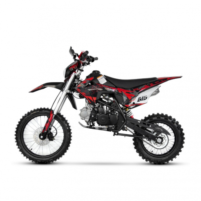 Motocicleta Cross/Enduro copii 4T XTR 616, 150cc, roti 19/16, cu far, pornire electromotor, culoare negru/rosu [2]