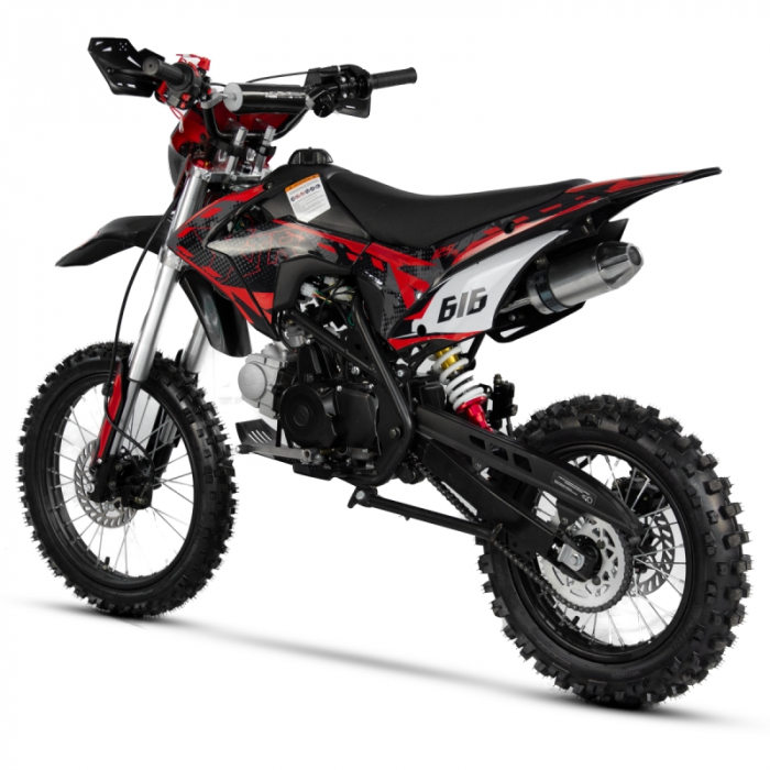 Motocicleta Cross/Enduro copii 4T XTR 616, 125cc, roti 17/14, pornire electric + pedala, culoare negru/rosu [4]
