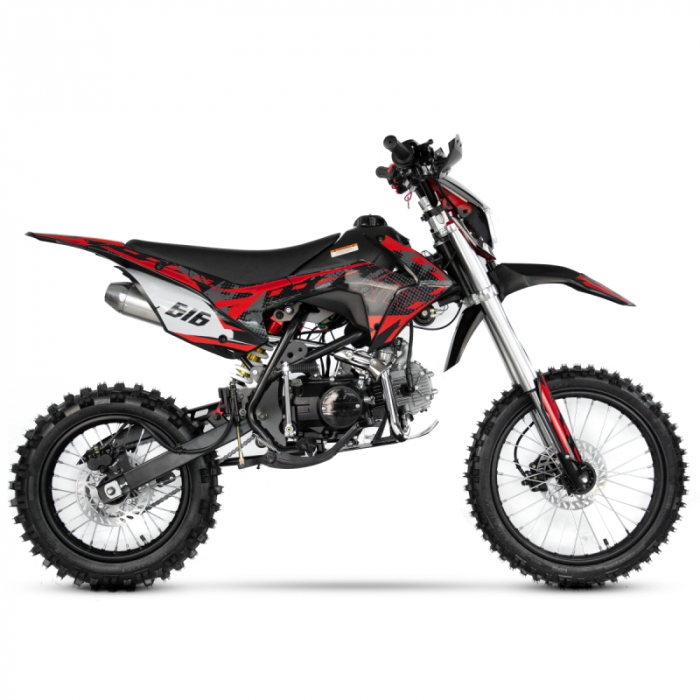 Motocicleta Cross/Enduro copii 4T XTR 616, 125cc, roti 17/14, pornire electric + pedala, culoare negru/rosu [2]