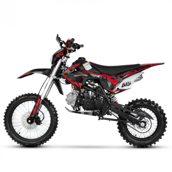 Motocicleta Cross/Enduro copii 4T XTR 616, 125cc, roti 17/14, pornire electric + pedala, culoare negru/rosu [5]