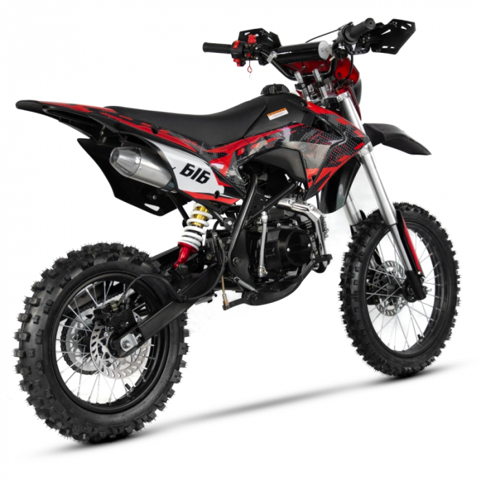 Motocicleta Cross/Enduro copii 4T XTR 616, 125cc, roti 17/14, pornire electric + pedala, culoare negru/rosu [3]