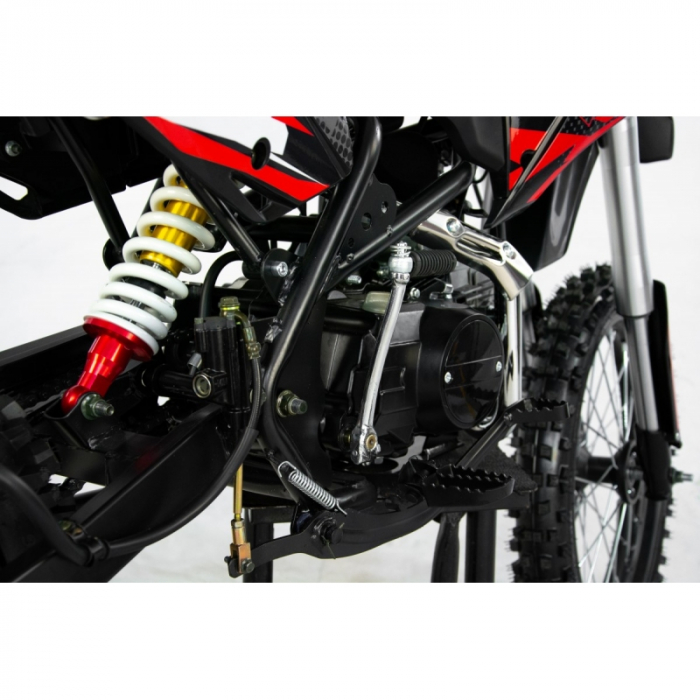 Motocicleta Cross/Enduro copii 4T XTR 616, 125cc, roti 17/14, pornire electric + pedala, culoare negru/rosu [8]