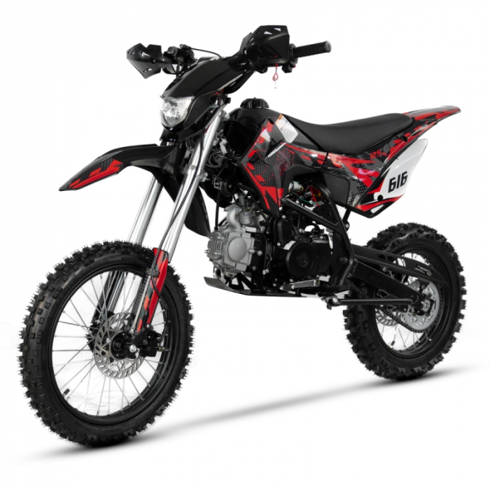 Motocicleta Cross/Enduro copii 4T XTR 616, 125cc, roti 17/14, pornire electric + pedala, culoare negru/rosu [6]