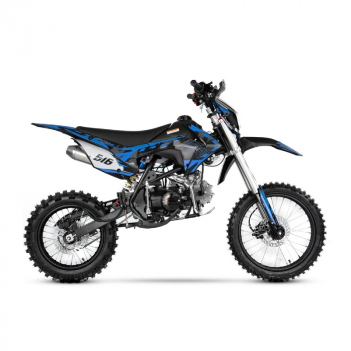 Motocicleta Cross/Enduro copii, XTR 616, 150cc, roti 19/16, cu far, pornire electromotor, culoare negru-albastru [2]