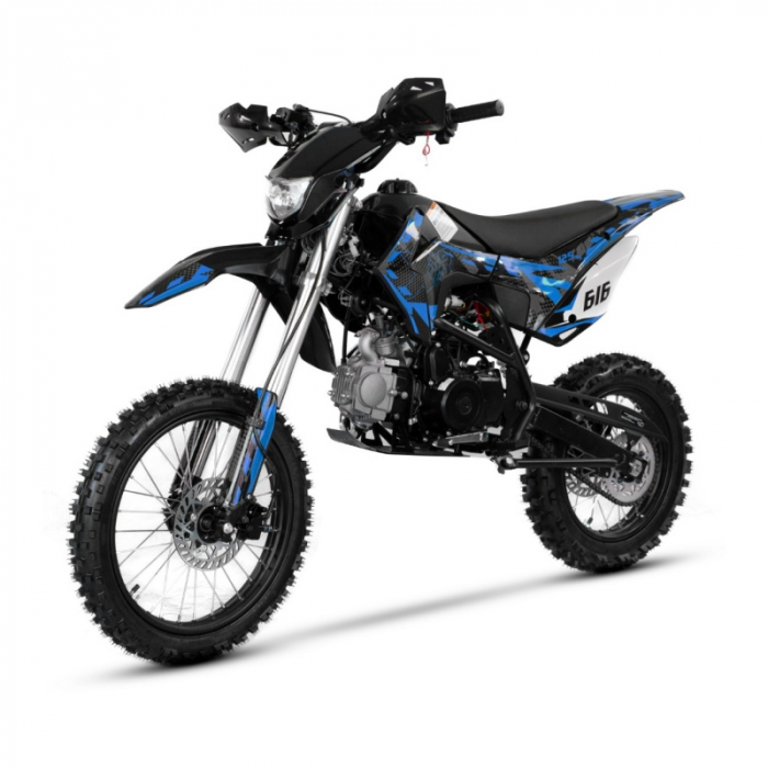 Motocicleta Cross/Enduro copii, XTR 616, 150cc, roti 19/16, cu far, pornire electromotor, culoare negru-albastru [6]