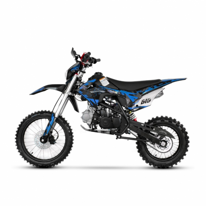 Motocicleta Cross/Enduro copii, XTR 616, 150cc, roti 19/16, cu far, pornire electromotor, culoare negru-albastru [5]