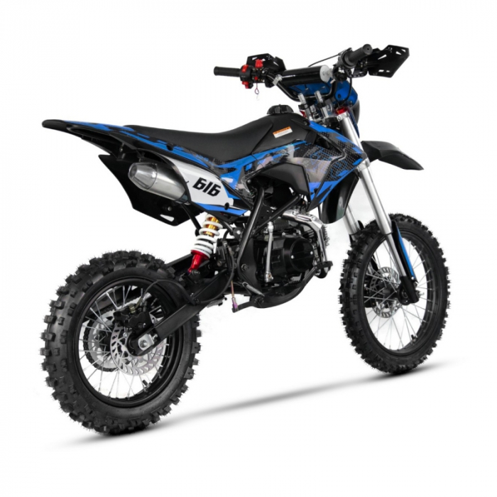 Motocicleta Cross/Enduro copii, XTR 616, 150cc, roti 19/16, cu far, pornire electromotor, culoare negru-albastru [3]