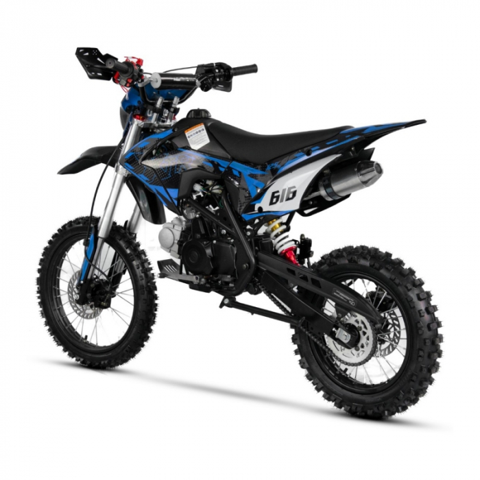 Motocicleta Cross/Enduro copii, XTR 616, 150cc, roti 19/16, cu far, pornire electromotor, culoare negru-albastru [4]