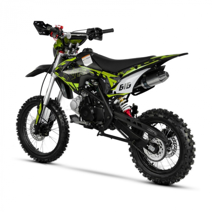 Motocicleta Cross/Enduro copii, XTR 616, 150cc, roti 19/16, cu far, pornire electromotor, culoare negru-lime [4]