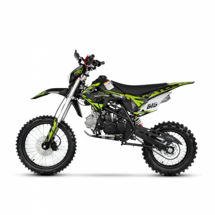 Motocicleta Cross/Enduro copii, XTR 616, 150cc, roti 19/16, cu far, pornire electromotor, culoare negru-lime [5]