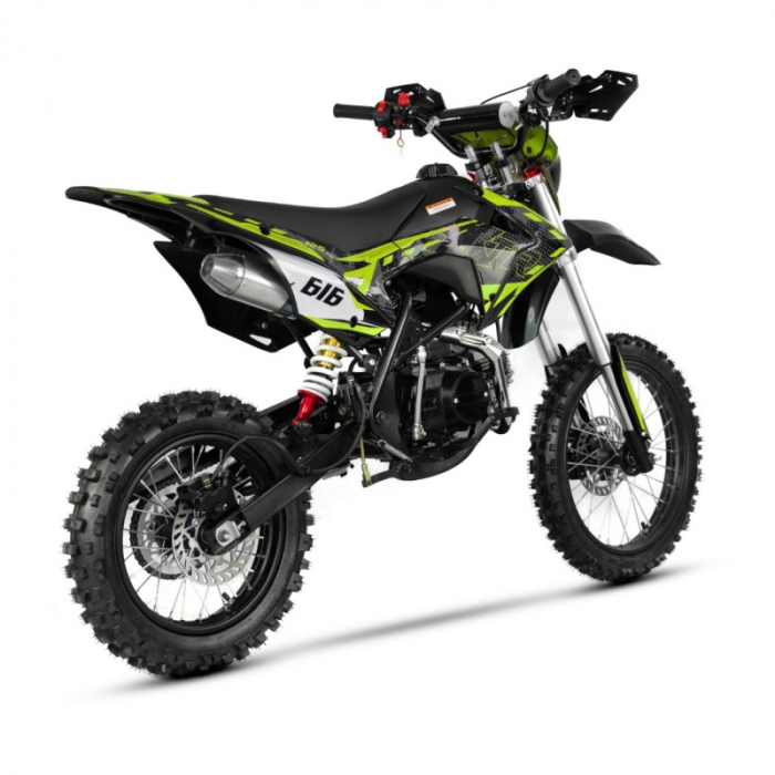 Motocicleta Cross/Enduro copii, XTR 616, 150cc, roti 19/16, cu far, pornire electromotor, culoare negru-lime [3]