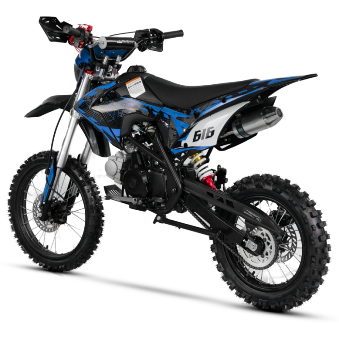 Motocicleta Cross/Enduro copii, XTR 616, 125cc, roti 14/17, cu far, pornire electromotor, culoare negru/albastru [4]