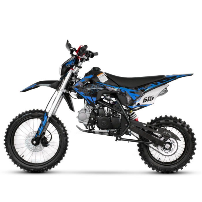 Motocicleta Cross/Enduro copii, XTR 616, 125cc, roti 14/17, cu far, pornire electromotor, culoare negru/albastru [5]