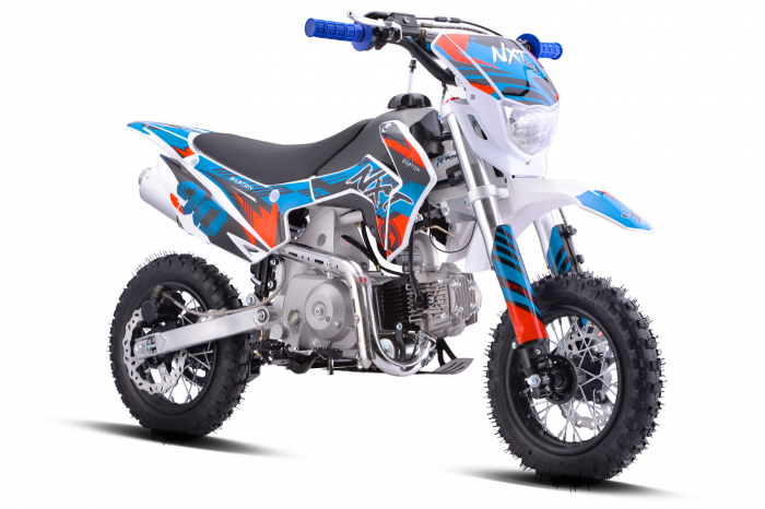 Motocicleta Enduro Barton NXT, 90cc, 4T, roti 10  , culoare rosu albastru