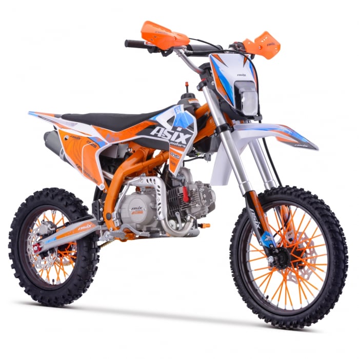 Motocicleta Enduro Cross Asix DT125cc, 4T, roti 17 14 , pornire electromotor, culoare portocaliu albastru