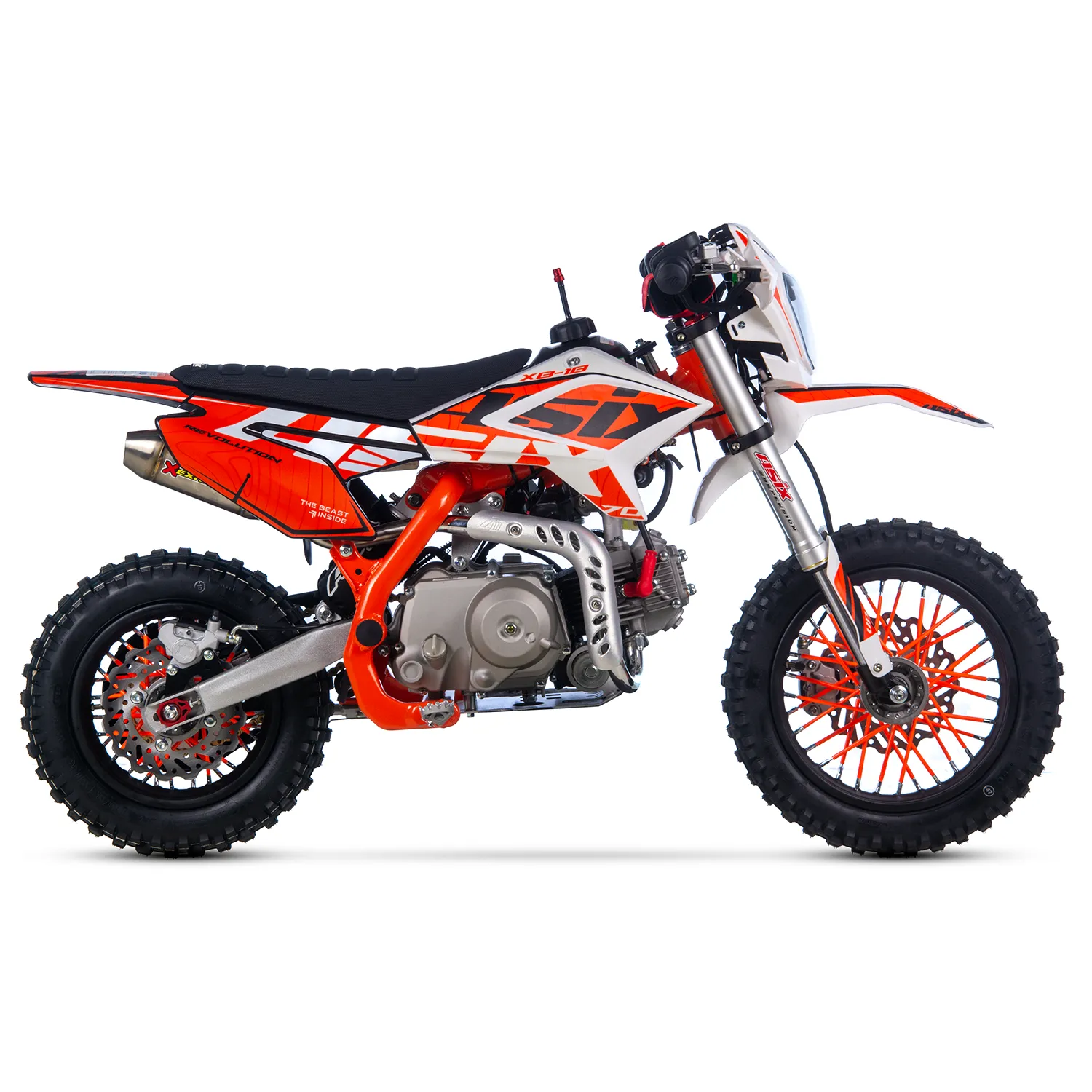 Motocicleta Enduro/Cross Asix XB18, 70cc, 4T, roti 12"/10", pornire electromotor, culoare portocaliu-gri [2]