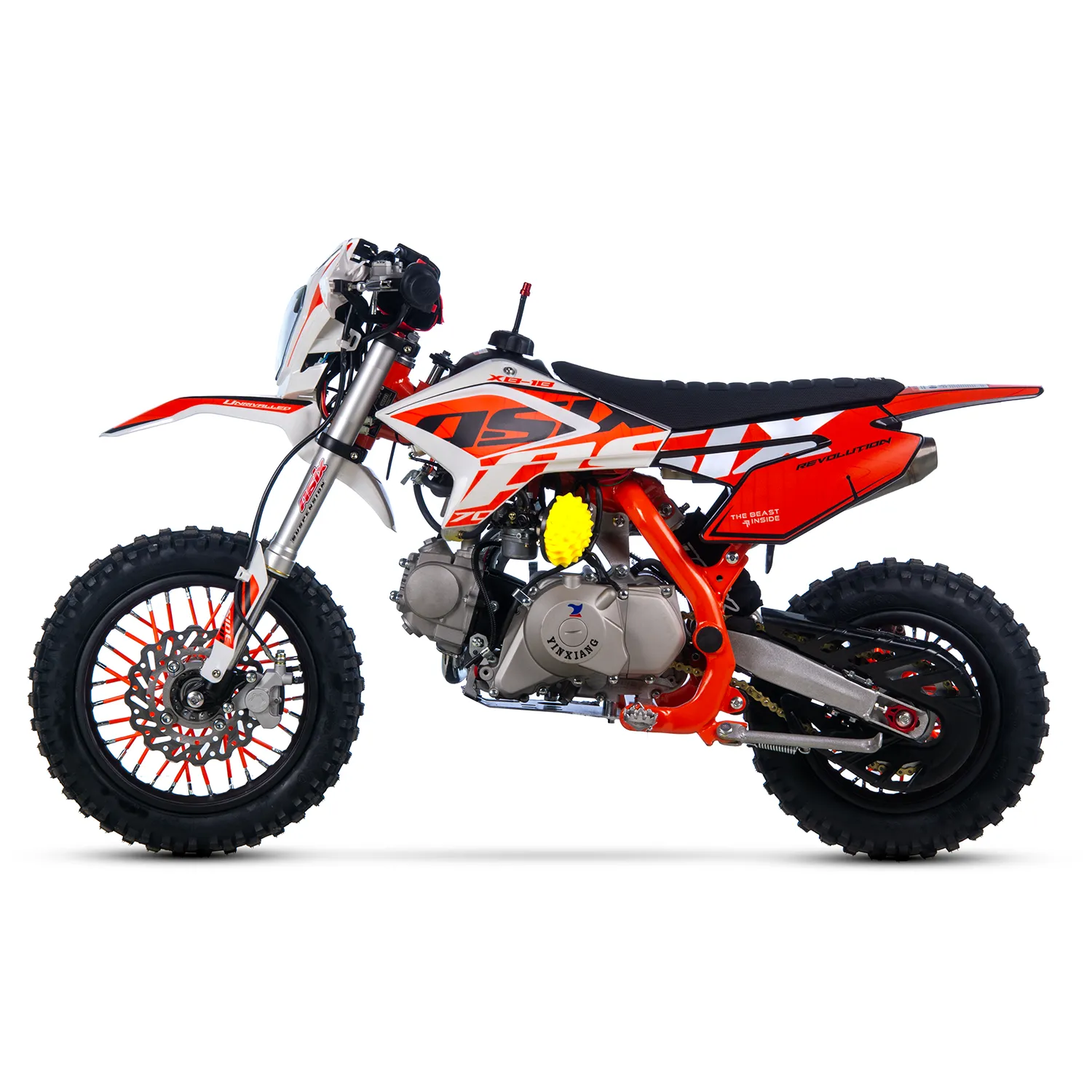 Motocicleta Enduro/Cross Asix XB18, 70cc, 4T, roti 12"/10", pornire electromotor, culoare portocaliu-gri [5]