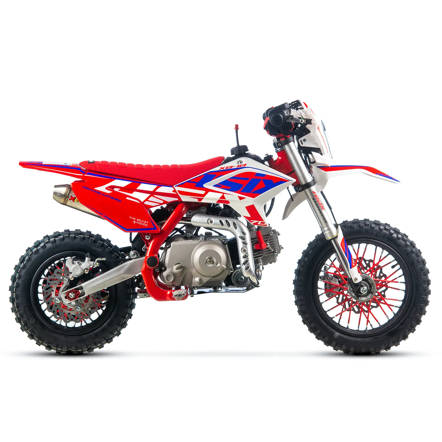 Motocicleta Enduro/Cross Asix XB18, 70cc, 4T, roti 12"/10", pornire electromotor, culoare rosu/albastru [5]