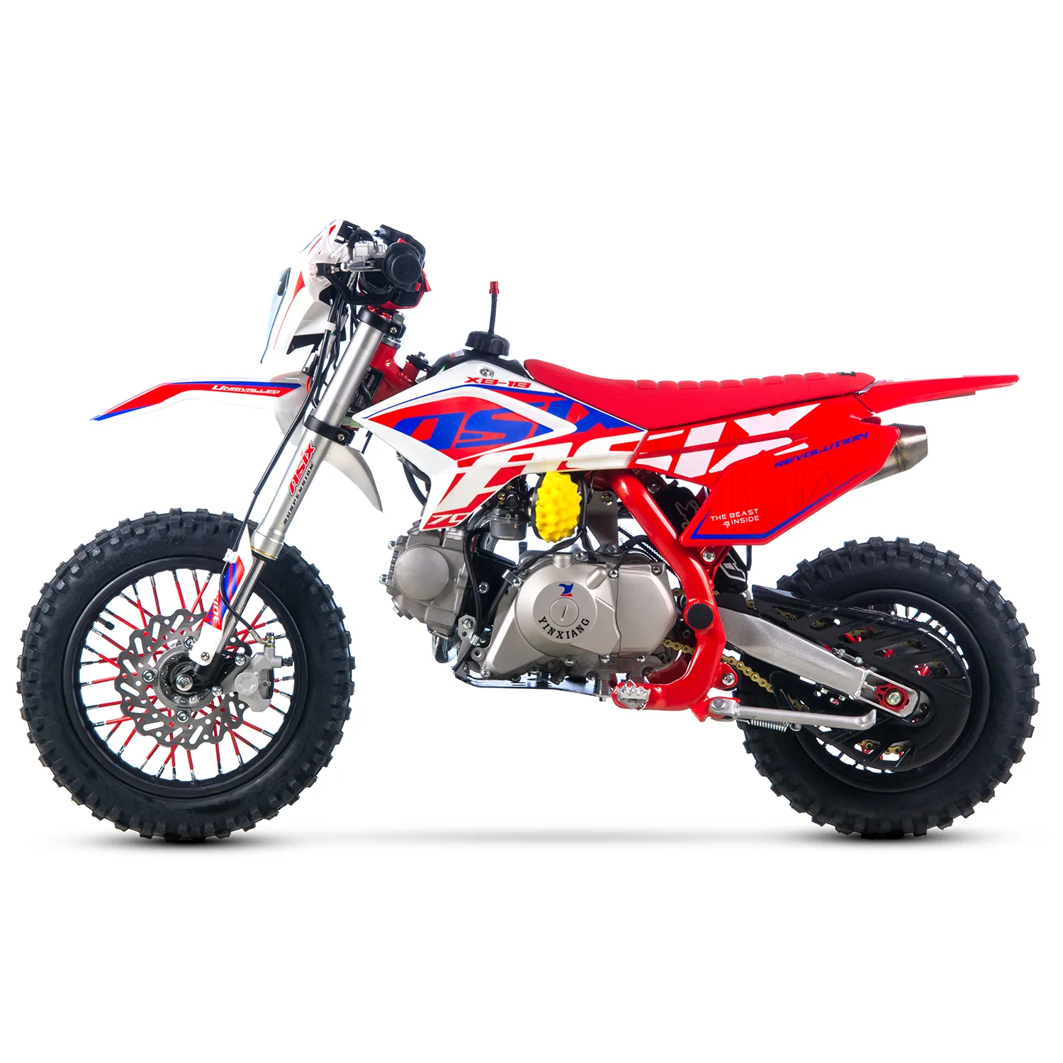 Motocicleta Enduro/Cross Asix XB18, 70cc, 4T, roti 12"/10", pornire electromotor, culoare rosu/albastru [2]