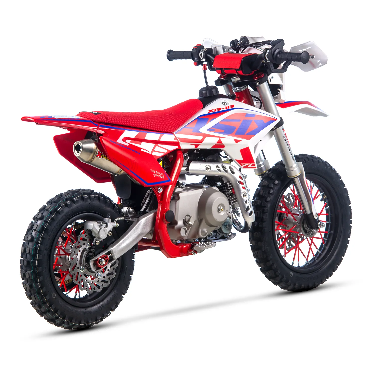 Motocicleta Enduro/Cross Asix XB18, 70cc, 4T, roti 12"/10", pornire electromotor, culoare rosu/albastru [4]