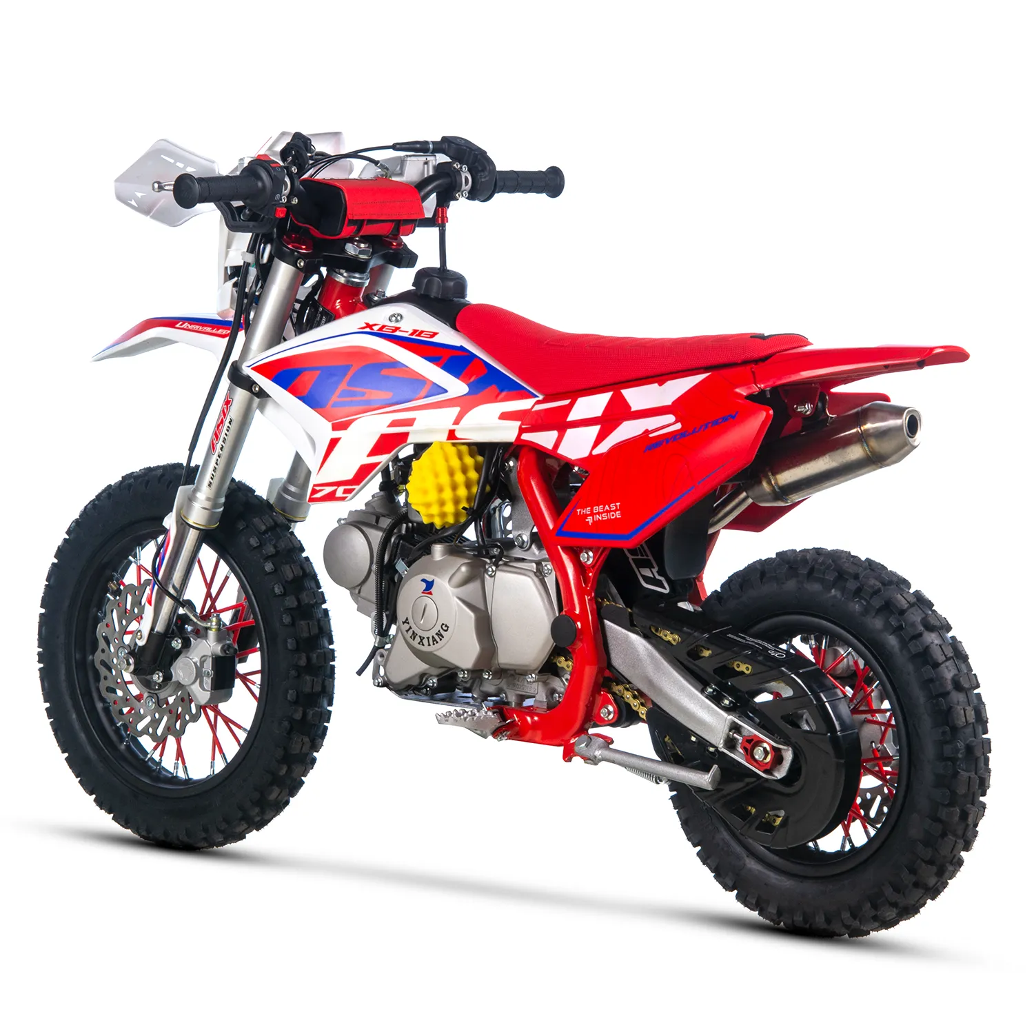 Motocicleta Enduro/Cross Asix XB18, 70cc, 4T, roti 12"/10", pornire electromotor, culoare rosu/albastru [3]