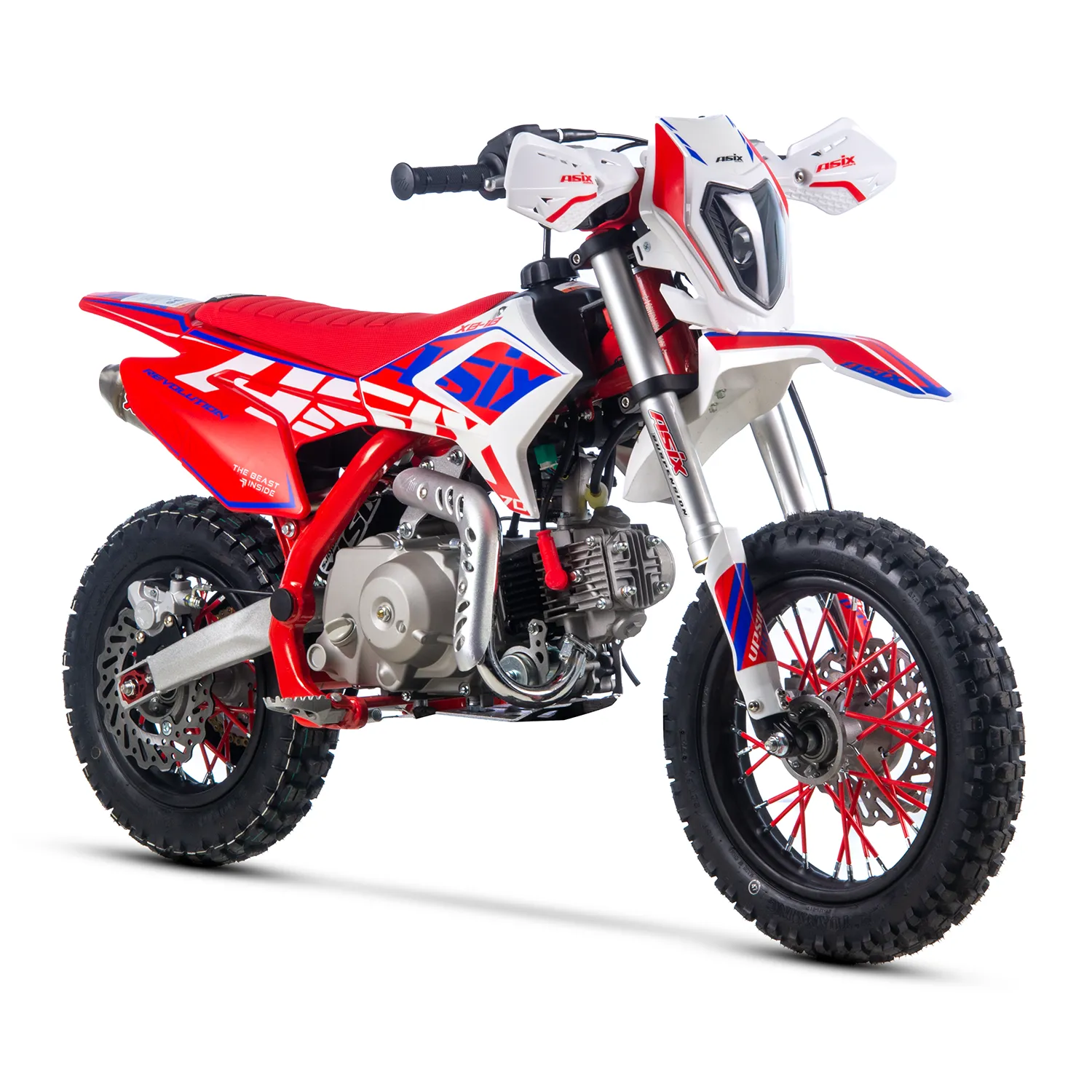 Motocicleta Enduro/Cross Asix XB18, 70cc, 4T, roti 12"/10", pornire electromotor, culoare rosu/albastru [6]