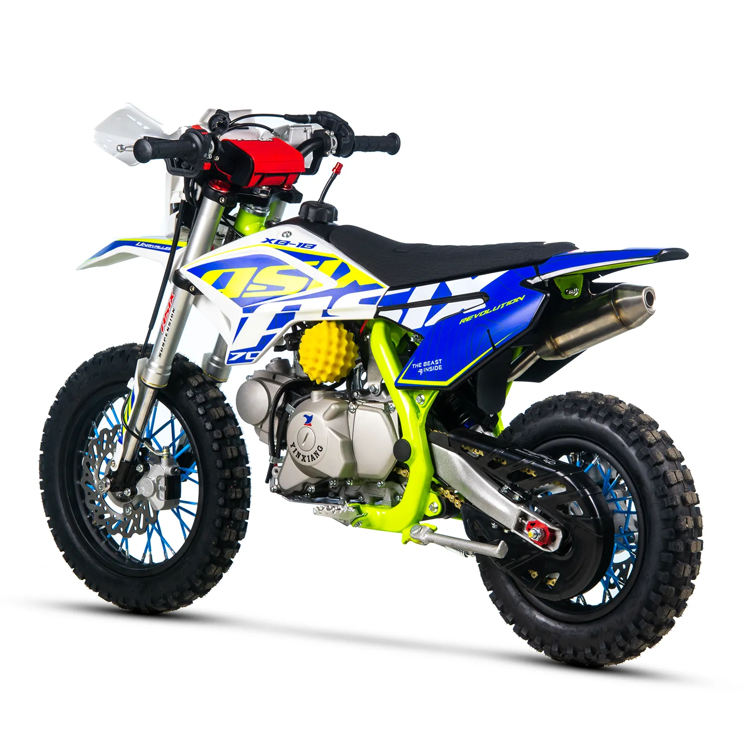 Motocicleta Enduro/Cross Asix XB18, 70cc, 4T, roti 12"/10", pornire electromotor, culoare verde/albastru [3]