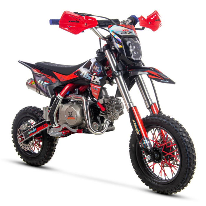 Motocicleta Enduro Cross Asix XB27 90cc, 4T, roti 10   12  , automat cu pornire buton, culoare rosu gri