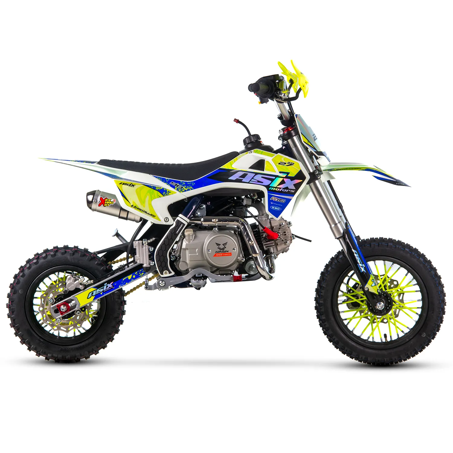 Motocicleta Enduro/Cross Asix XB27 90cc, 4T, roti 10"/12", automat cu pornire buton, culoare lemon/albastru [5]