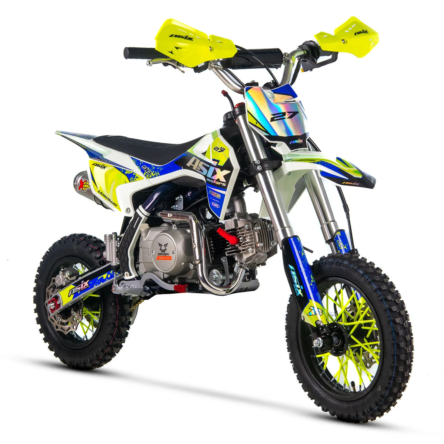 Motocicleta Enduro/Cross Asix XB27 90cc, 4T, roti 10"/12", automat cu pornire buton, culoare lemon/albastru [6]