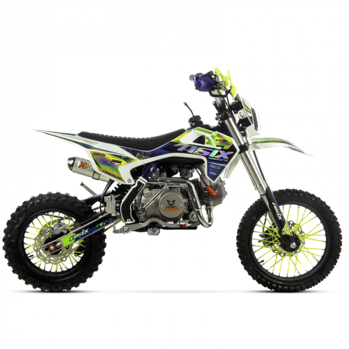 Motocicleta Enduro/Cross Asix XB27, 110cc, 4T, roti 14"/12", far, pornire electromotor, semi-automat, culoare albastru/lime [2]