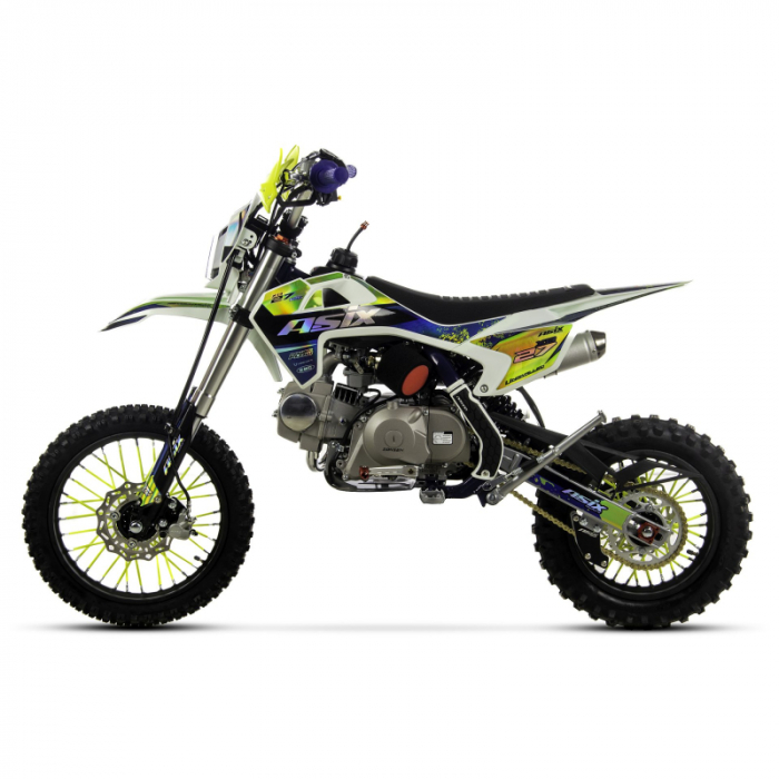 Motocicleta Enduro/Cross Asix XB27, 110cc, 4T, roti 14"/12", far, pornire electromotor, semi-automat, culoare albastru/lime [5]