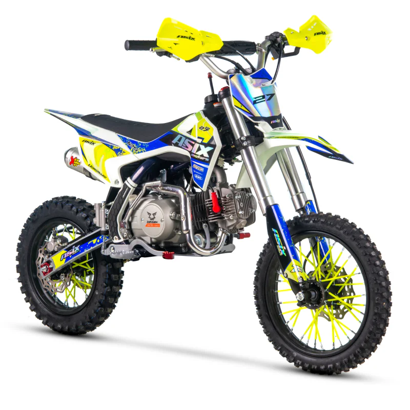 Motocicleta Enduro Cross Asix XB27 A1, 125cc, 4T, roti 14   12  , pornire electromotor, culoare albastru lemon