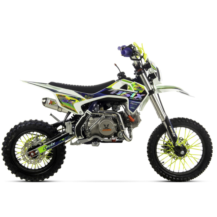 Motocicleta Enduro/Cross Asix XB27 A2, 125cc, 4T, roti 14"/12", far, pornire electromotor, culoare albastru/lemon [2]