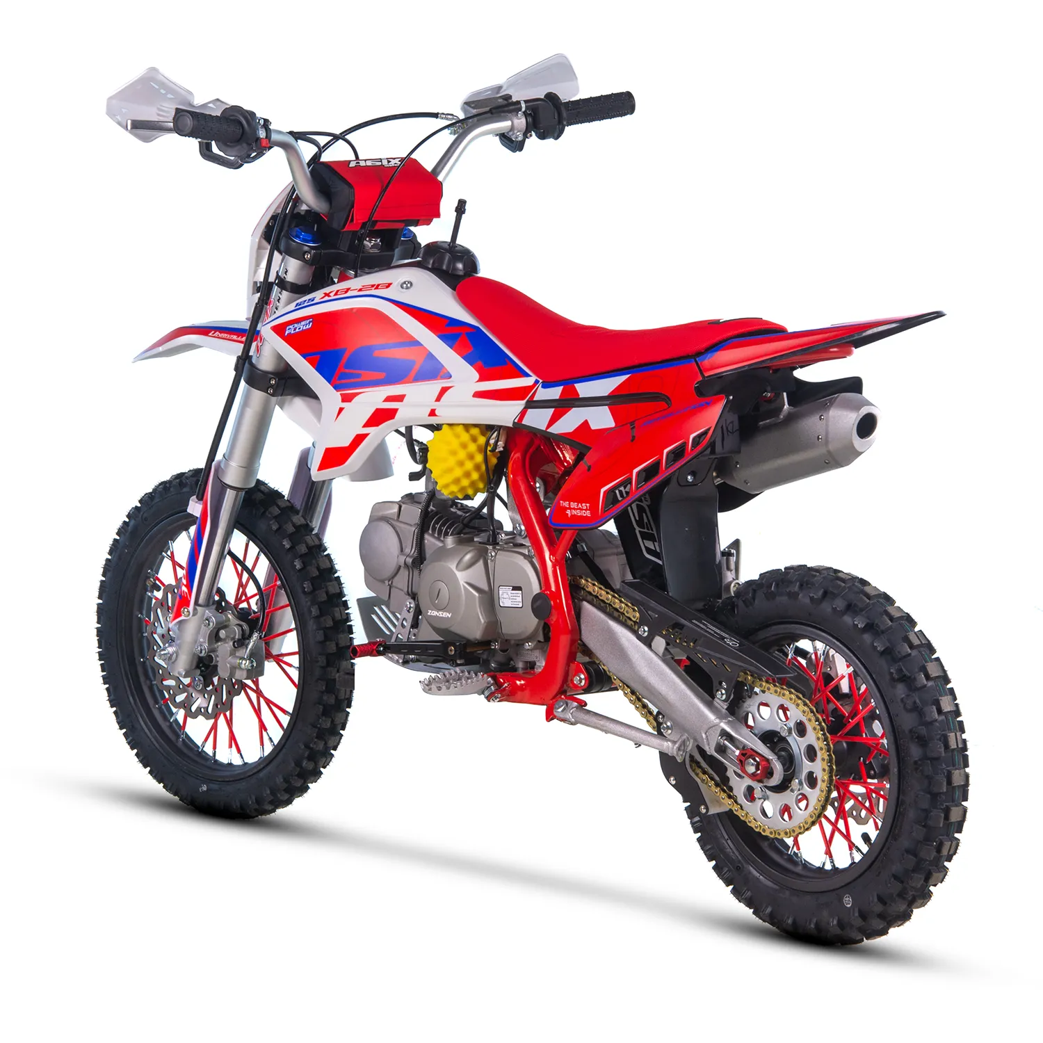 Motocicleta Enduro/Cross Asix XB28 125cc, 4T, roti 14"/12", cu far, pornire electromotor, culoare rosu/albastru [4]