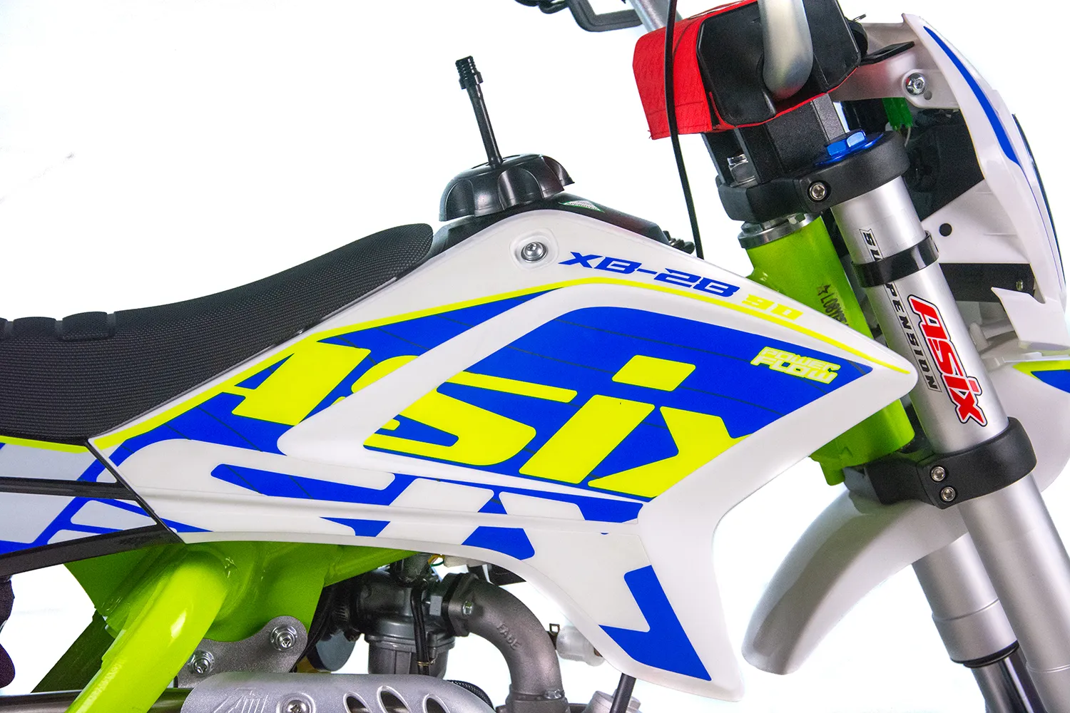 Motocicleta Enduro/Cross Asix XB28 125cc, 4T, roti 14"/12", cu far, pornire electromotor/picior, culoare lime/albastru [6]