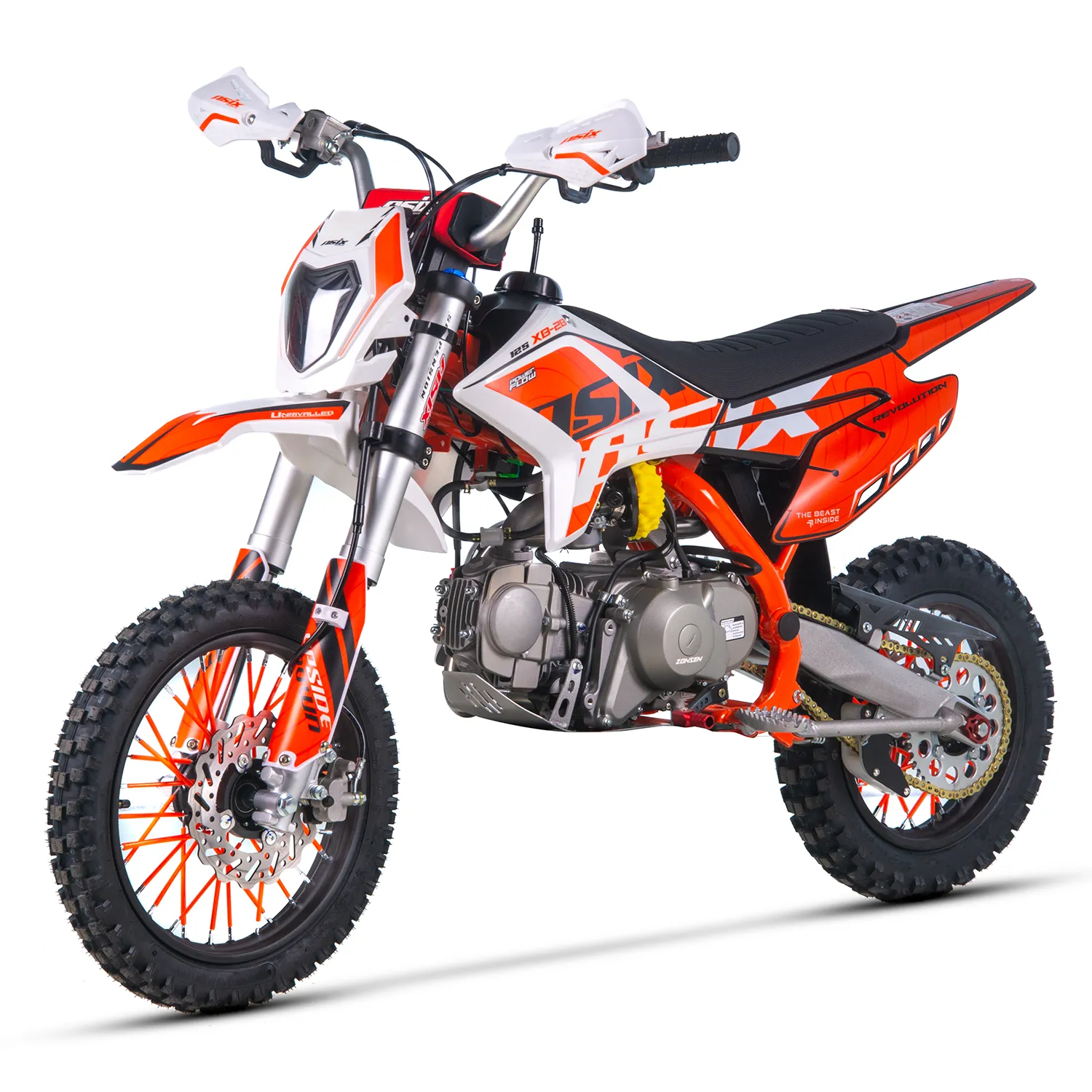 Motocicleta Enduro/Cross Asix XB28 125cc, 4T, roti 14"/12", cu far, pornire electromotor, culoare portocaliu/gri [6]