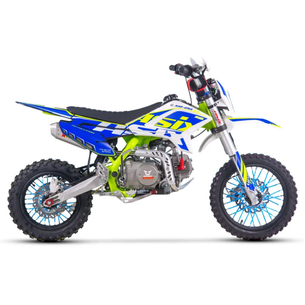 Motocicleta Enduro/Cross Asix XB28 125cc, 4T, roti 14"/12", cu far, pornire electromotor/picior, culoare lime/albastru [3]
