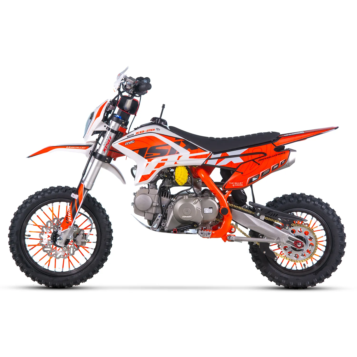 Motocicleta Enduro/Cross Asix XB28 125cc, 4T, roti 14"/12", cu far, pornire electromotor, culoare portocaliu/gri [5]