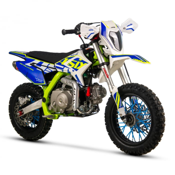 Motocicleta Enduro Cross Asix XB18, 70cc, 4T, roti 12   10  , pornire electromotor, culoare verde albastru